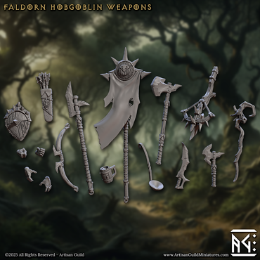 3D Printed Artisan Guild Hobgoblin Standalone Weapons & Hands Faldorn Hobgoblin Set 28mm 32mm (Online Only)