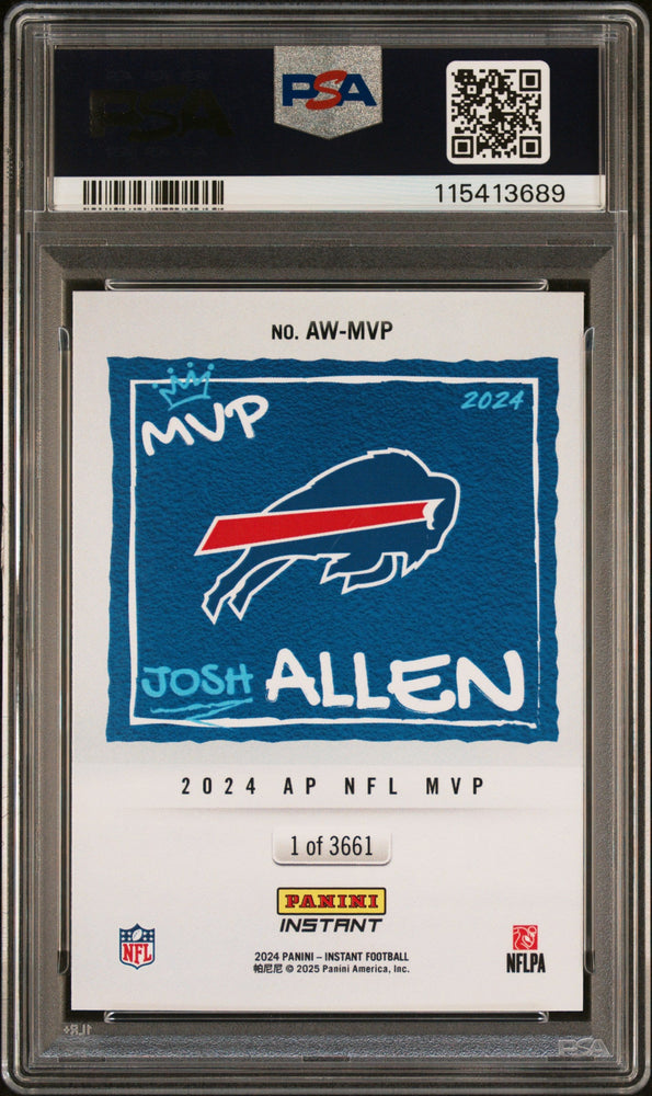 Graded 2024 Panini Instant NFL Josh Allen #MVP Award Winners PSA 9 Mint (ONLINE ORDER ONLY)