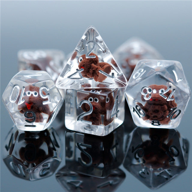 Teddy Dog Dice 7-Dice Set Resin Dungeons and Dragons Dice (Online Only)