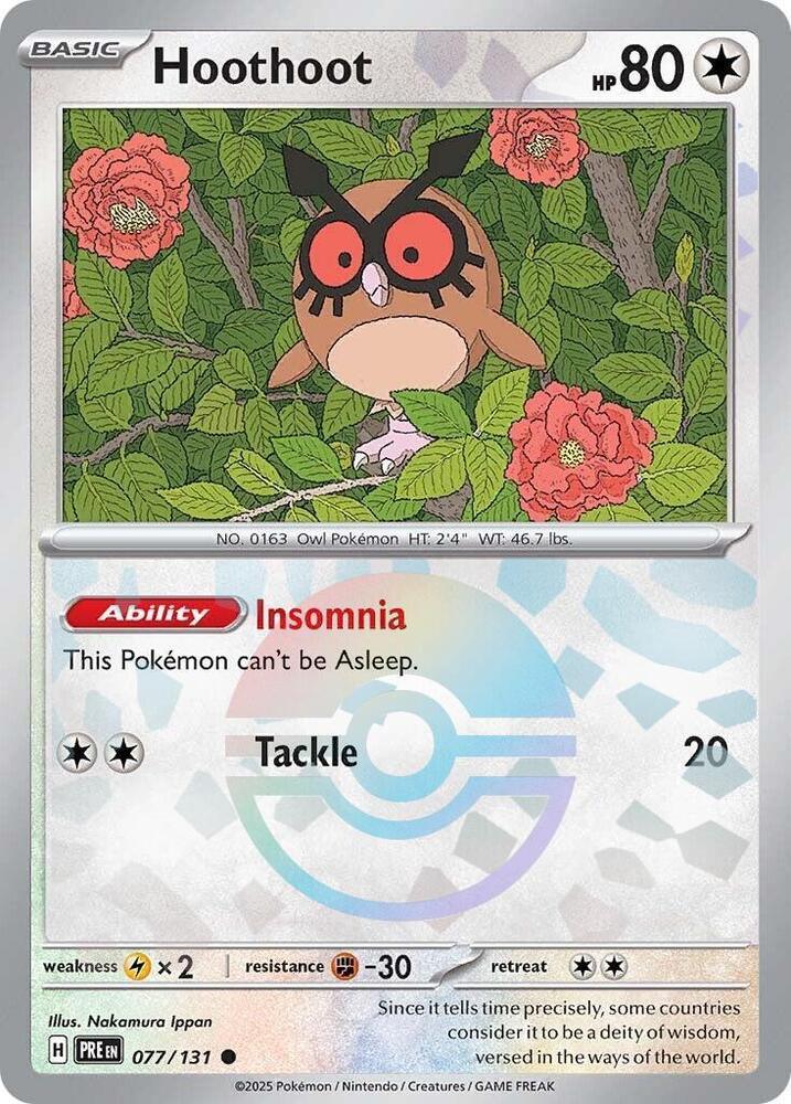 Hoothoot (077/131) (Poke Ball Pattern) [Scarlet & Violet: Prismatic Evolutions] (Online Only)