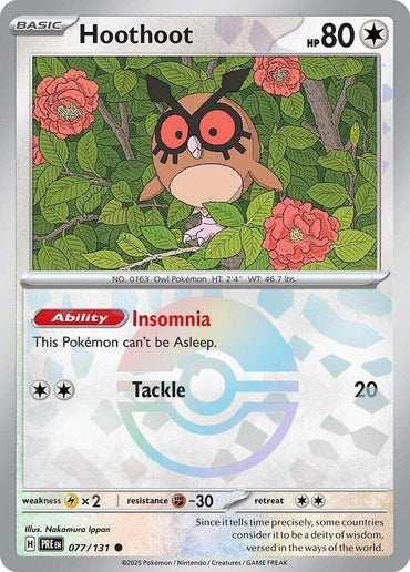 Hoothoot (077/131) (Poke Ball Pattern) [Scarlet & Violet: Prismatic Evolutions] (Online Only)