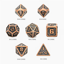 Bronze Mini Metal Dice Ancient Effect | (10mm to 15mm) 7-Dice Udixi RPG (Online Only)
