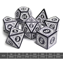 White Magic Flame 7-Dice Set DND RPG Dice Black w/Color Fill (Online Only)