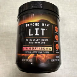 Beyond Raw Lit Pre Workout Powder Strawberry Lemonade Energy 14oz 30 Srv. 1/28 (ONLINE ORDER ONLY)