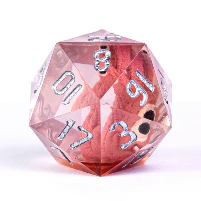 Red Beholder 22mm D20 DND Roll a D20 Dice Handmade Sharp Resin (Online Only)