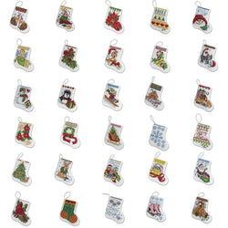 Tiny Stocking Ornaments Cross Stitch Kit – Set of 30 Mini Christmas Stockings (ONLINE ORDER ONLY)