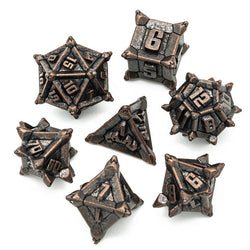 Ancient Copper Pinwheel Strengthened Metal 7-Dice Set | Metal DND Dice (Online Only)