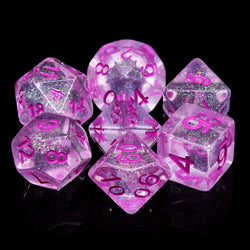 Pink World Glitter Pink with Pink Numbering 7-Dice Set RPG (Online Only)