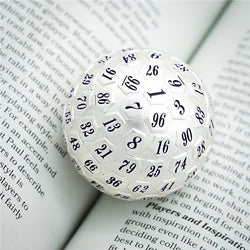 Silver Metal d100 w/ Purple Numbers Dungeons and Dragons RPG (Online Only)