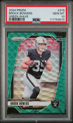 Graded 2024 Panini Prizm Brock Bowers #315 Green Wave Rookie RC Football Card PSA 10 Gem Mint (ONLINE ORDER ONLY)