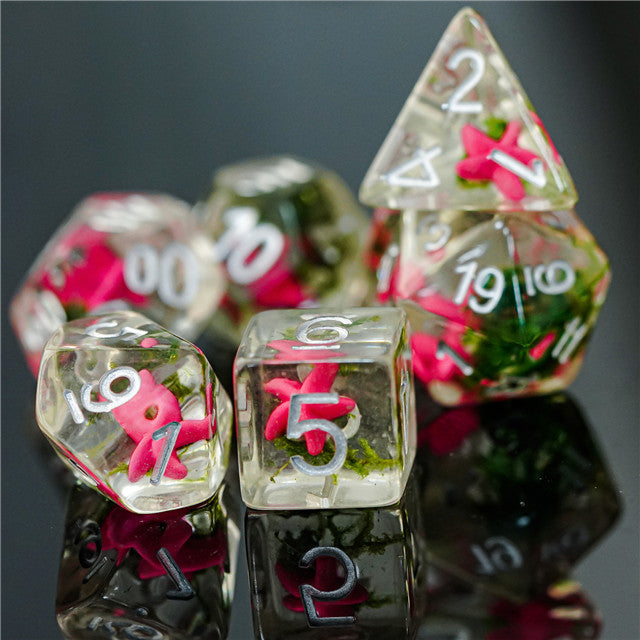 Pink Starfish Dice 7-Dice Set Resin Dungeons and Dragons Dice (Online Only)