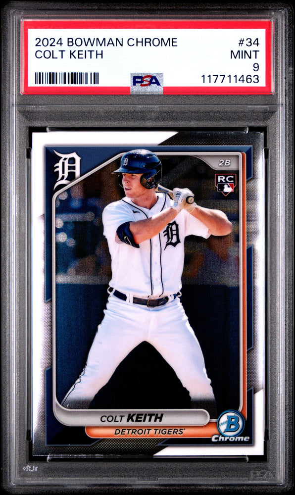 Graded 2024 Topps Bowman Chrome Colt Keith #34 Rookie RC Baseball Card PSA 9 Mint (ONLINE ORDER ONLY)