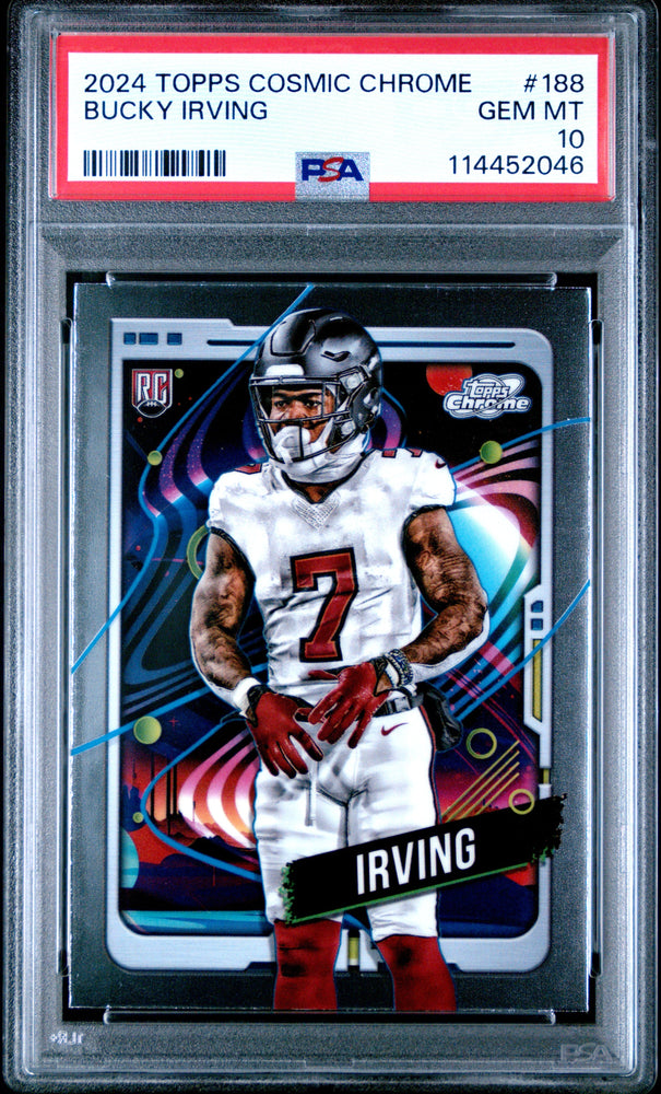 Graded 2024 Topps Cosmic Chrome Bucky Irving #188 Rookie RC Football Card PSA 10 Gem Mint (ONLINE ORDER ONLY)