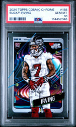 Graded 2024 Topps Cosmic Chrome Bucky Irving #188 Rookie RC Football Card PSA 10 Gem Mint (ONLINE ORDER ONLY)