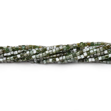 1-1.7mm Olive Green Diamond Unfaceted Cube Beads 15 inch 290 pieces (ONLINE ORDER ONLY)