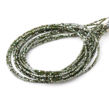 1-1.7mm Olive Green Diamond Unfaceted Cube Beads 15 inch 290 pieces (ONLINE ORDER ONLY)
