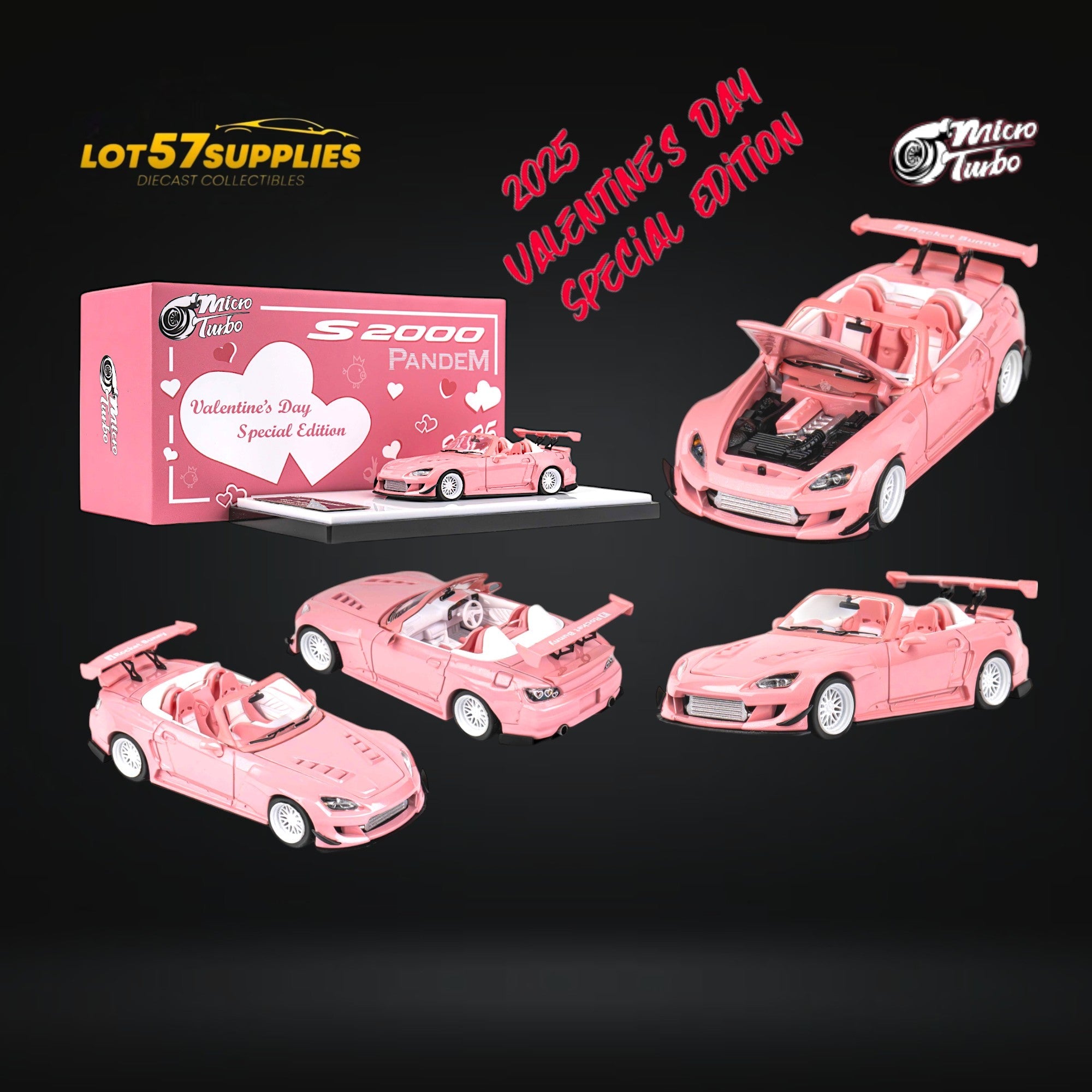 Microturbo Custom S2000 Rocket Bunny Valentine's Pink 1:64 (ONLINE ORDER ONLY)