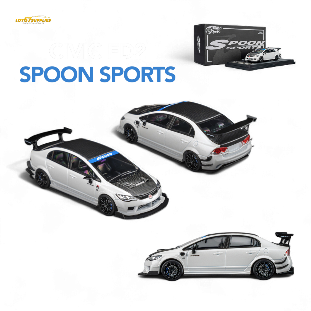 (Pre-Order) Microturbo Honda Civic Type R FD2 Spoon Sports - Metallic White 1:64 (Online Order Only)