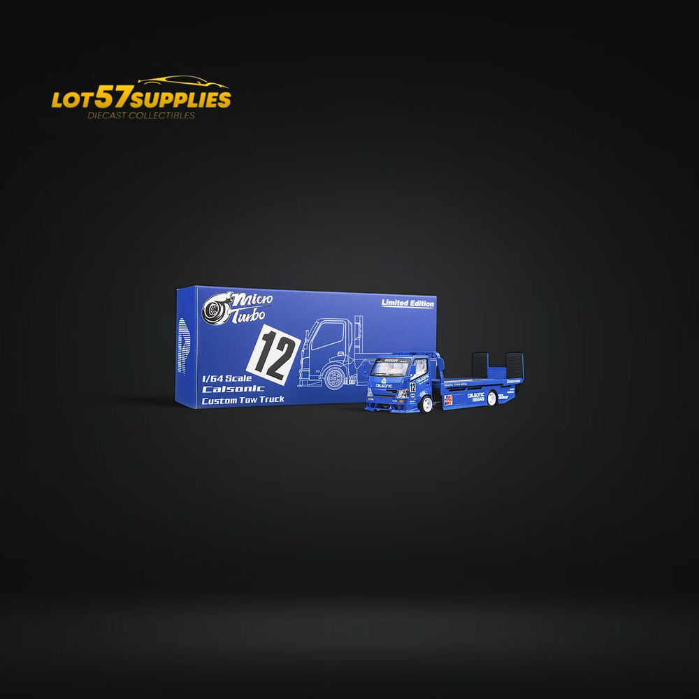 MicroTurbo HINO 300 Custom Truck Flatbed  Blue Calsonic Livery 1:64 (ONLINE ORDER ONLY)
