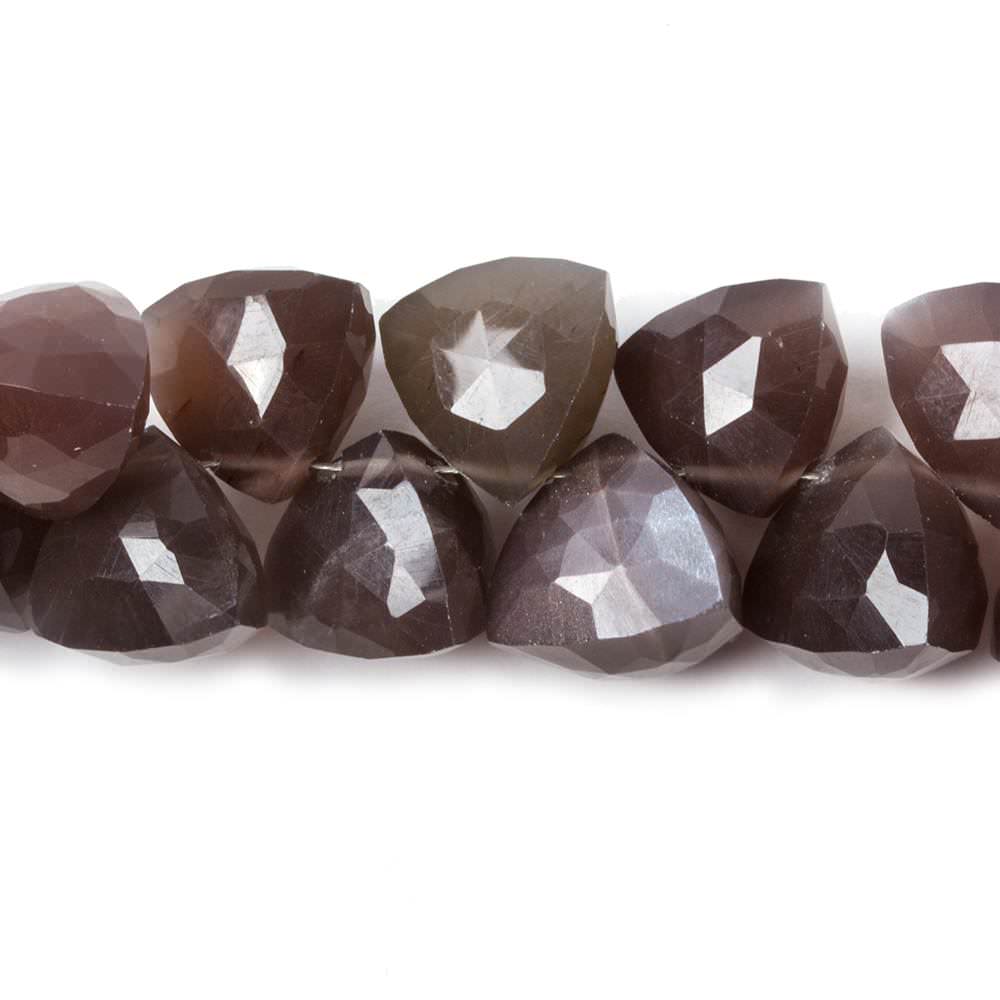 10-10.5mm Chocolate Moonstone top drilled faceted trillion beads 8 inch 43 pcs (ONLINE ORDER ONLY)