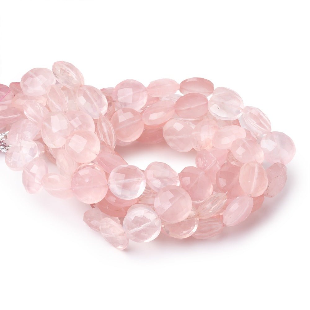 10-10.5mm Rose Quartz Faceted Coin Beads 8 inch 20 pieces (ONLINE ORDER ONLY)