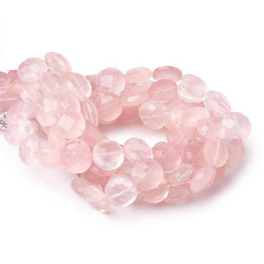 10-10.5mm Rose Quartz Faceted Coin Beads 8 inch 20 pieces (ONLINE ORDER ONLY)