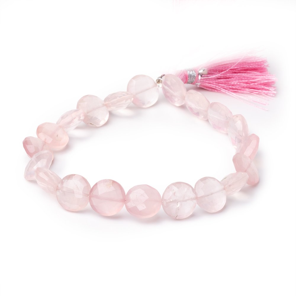 10-10.5mm Rose Quartz Faceted Coin Beads 8 inch 20 pieces (ONLINE ORDER ONLY)