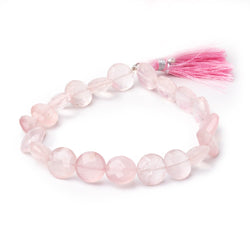 10-10.5mm Rose Quartz Faceted Coin Beads 8 inch 20 pieces (ONLINE ORDER ONLY)
