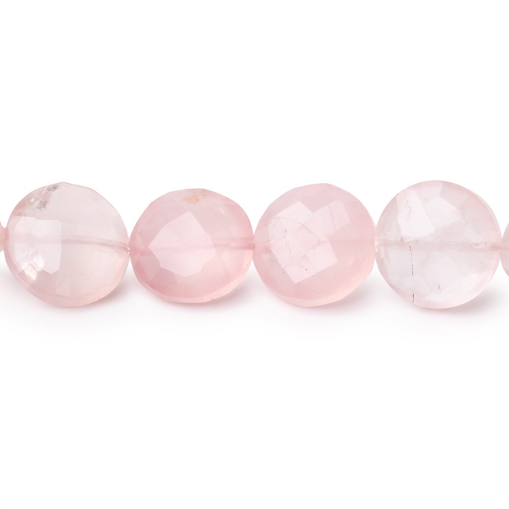 10-10.5mm Rose Quartz Faceted Coin Beads 8 inch 20 pieces (ONLINE ORDER ONLY)