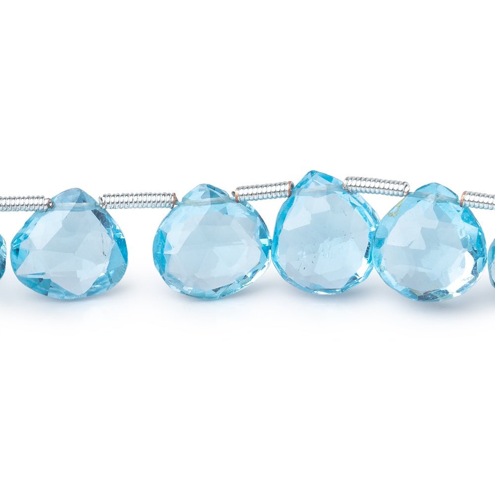 10-10.5mm Sky Blue Topaz Faceted Heart Beads 7.5 inch 19 pieces AAA (ONLINE ORDER ONLY)