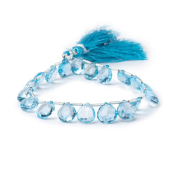 10-10.5mm Sky Blue Topaz Faceted Heart Beads 7.5 inch 19 pieces AAA (ONLINE ORDER ONLY)