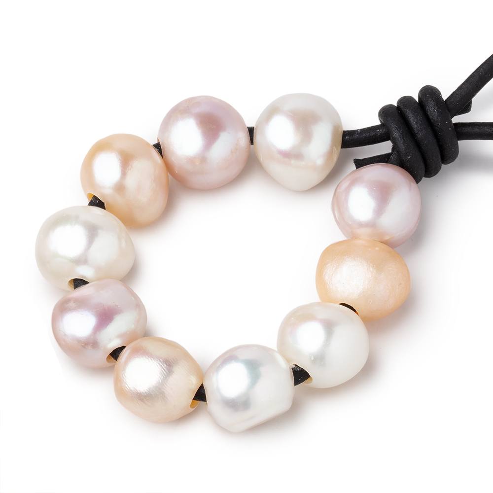 10-10.5mm TriColor Large Hole Baroque Pearls Set of 10 (ONLINE ORDER ONLY)