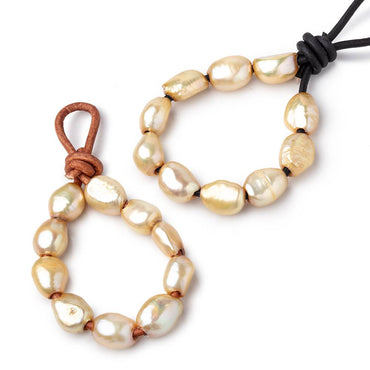 10-11.5mm Lemon Grass Yellow Large Hole Baroque Pearls Set of 10 (ONLINE ORDER ONLY)