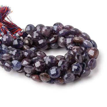 10-11mm Bloodshot Iolite-Sunstone Faceted Coin Beads 7.5 inch 18 pieces (ONLINE ORDER ONLY)