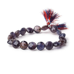 10-11mm Bloodshot Iolite-Sunstone Faceted Coin Beads 7.5 inch 18 pieces (ONLINE ORDER ONLY)
