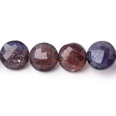 10-11mm Bloodshot Iolite-Sunstone Faceted Coin Beads 7.5 inch 18 pieces (ONLINE ORDER ONLY)