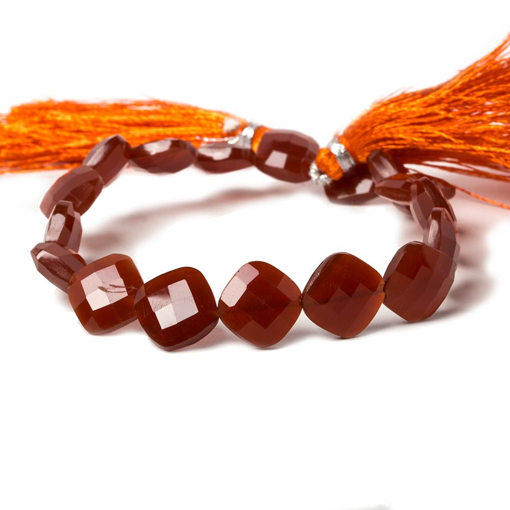 10-11mm Dark Carnelian faceted pillow beads 8 inch 16 pieces (ONLINE ORDER ONLY)