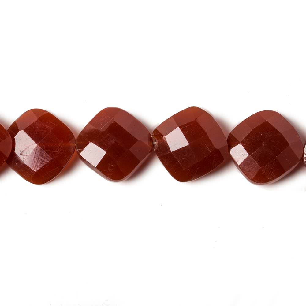 10-11mm Dark Carnelian faceted pillow beads 8 inch 16 pieces (ONLINE ORDER ONLY)