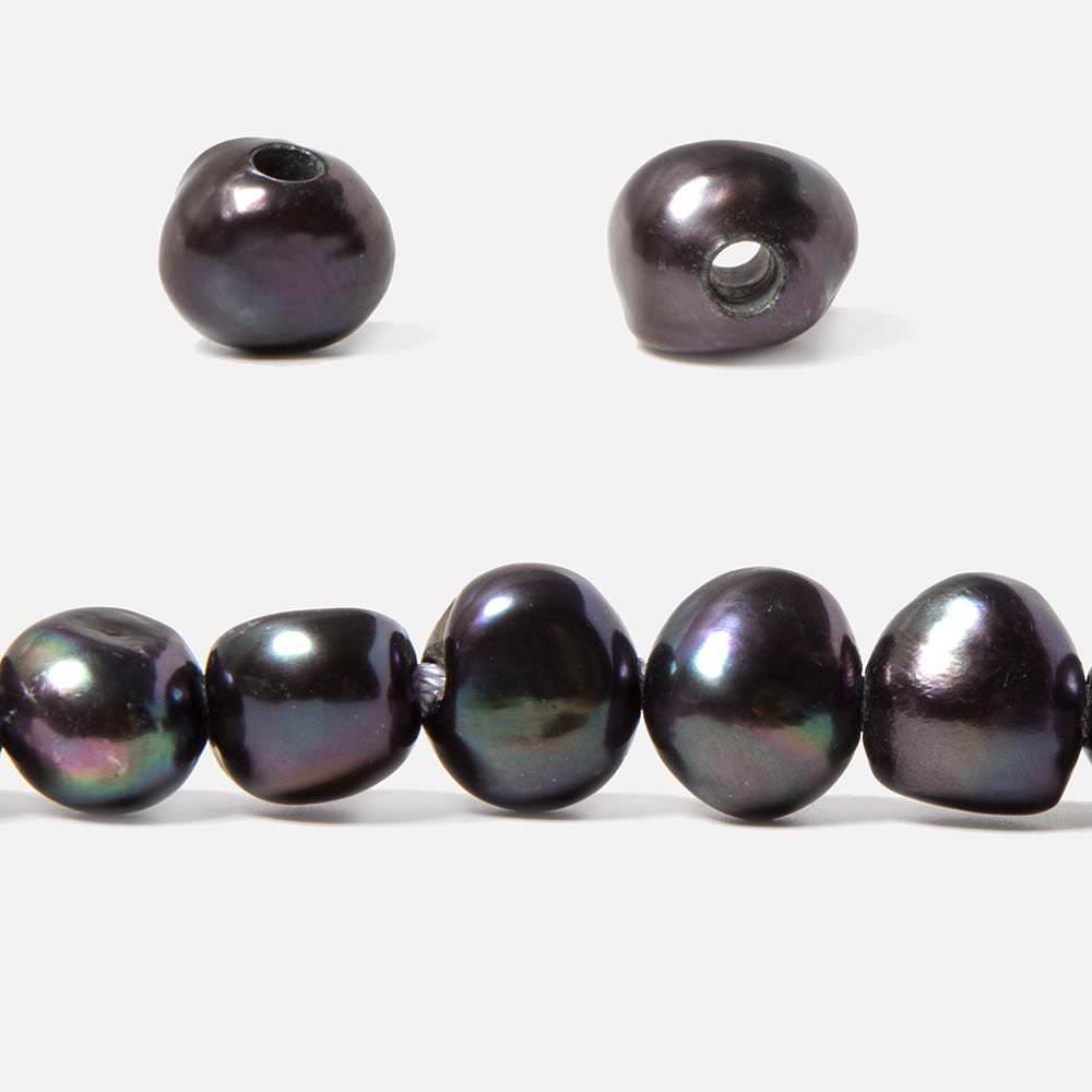 10-11mm Dark Peacock Baroque Side Drill 2.5mm large hole Pearl 44 pcs (ONLINE ORDER ONLY)