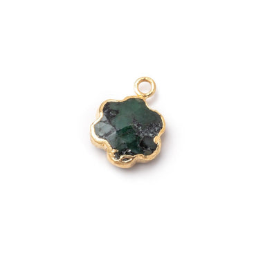10-11mm Gold Leafed Emerald Faceted Flower Focal Pendant 1 piece (ONLINE ORDER ONLY)