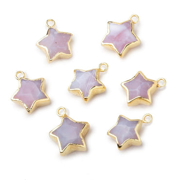10-11mm Gold Leafed Pink Peruvian Opal Faceted Star Focal Pendant 1 piece (ONLINE ORDER ONLY)