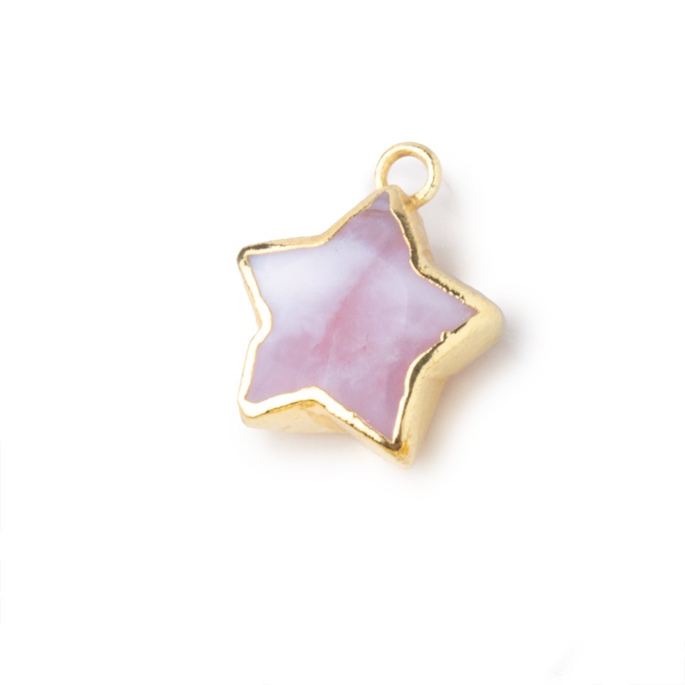 10-11mm Gold Leafed Pink Peruvian Opal Faceted Star Focal Pendant 1 piece (ONLINE ORDER ONLY)
