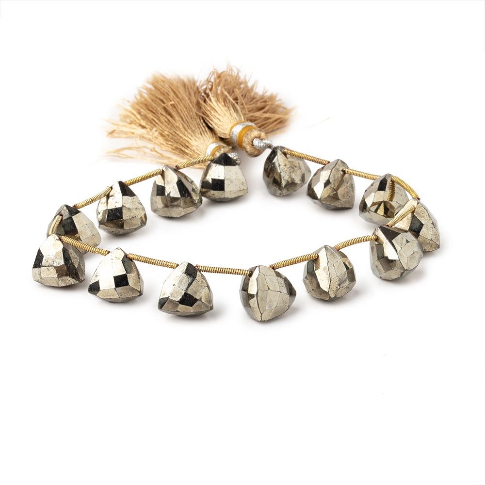 10-11mm Golden Pyrite Top Drilled Faceted Trillion Beads 8 inch 14 pieces (ONLINE ORDER ONLY)