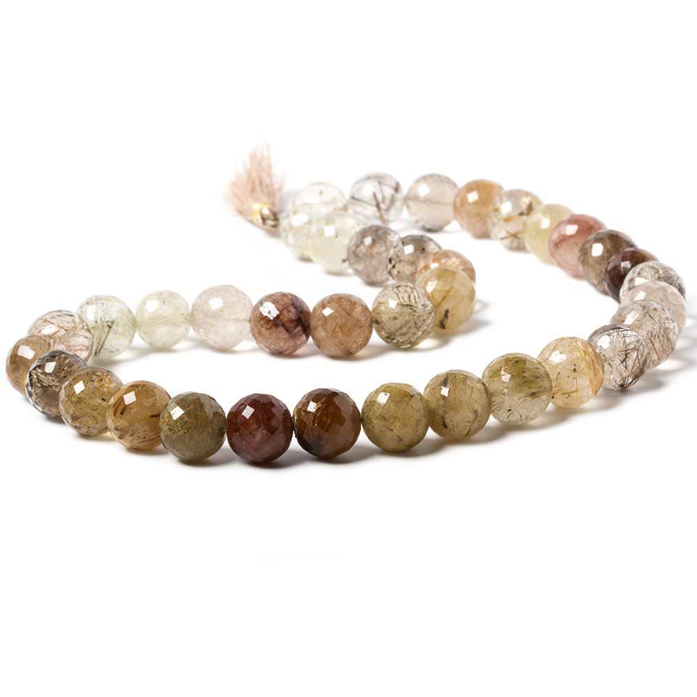 10-11mm Golden Rutilated Quartz faceted rounds 16 inches 37 beads (ONLINE ORDER ONLY)