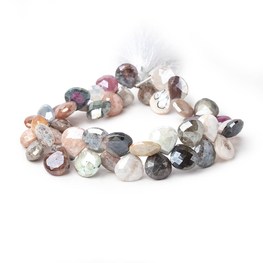 10-11mm Mystic Multi Gemstone Faceted Heart Beads 8 inch 45 pieces (ONLINE ORDER ONLY)