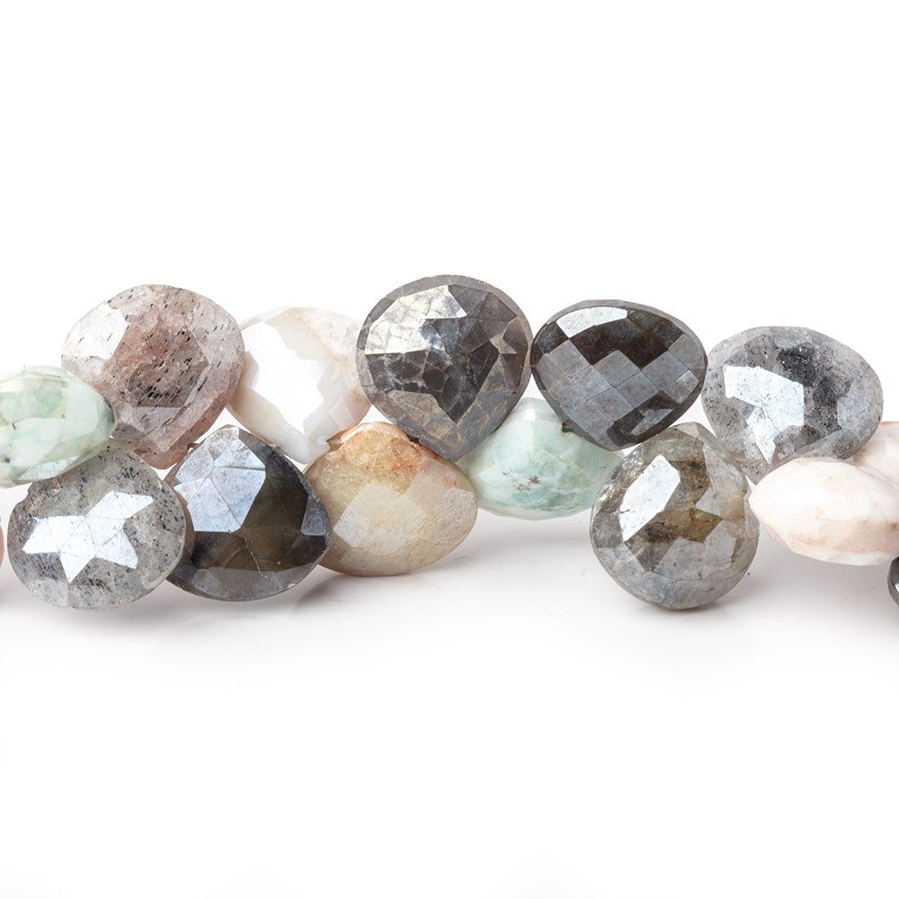 10-11mm Mystic Multi Gemstone Faceted Heart Beads 8 inch 45 pieces (ONLINE ORDER ONLY)