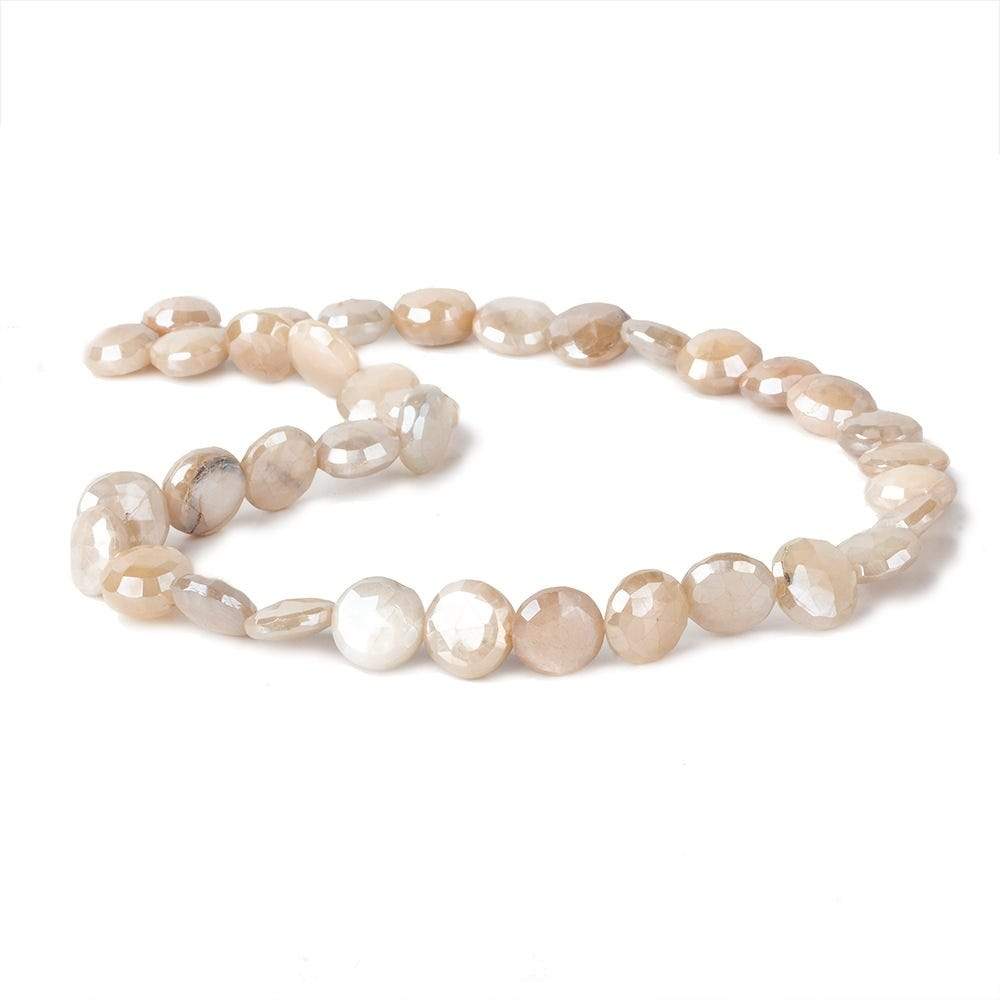 8.5-11mm Mystic Off White Moonstone faceted coins 14 inch (ONLINE ORDER ONLY)