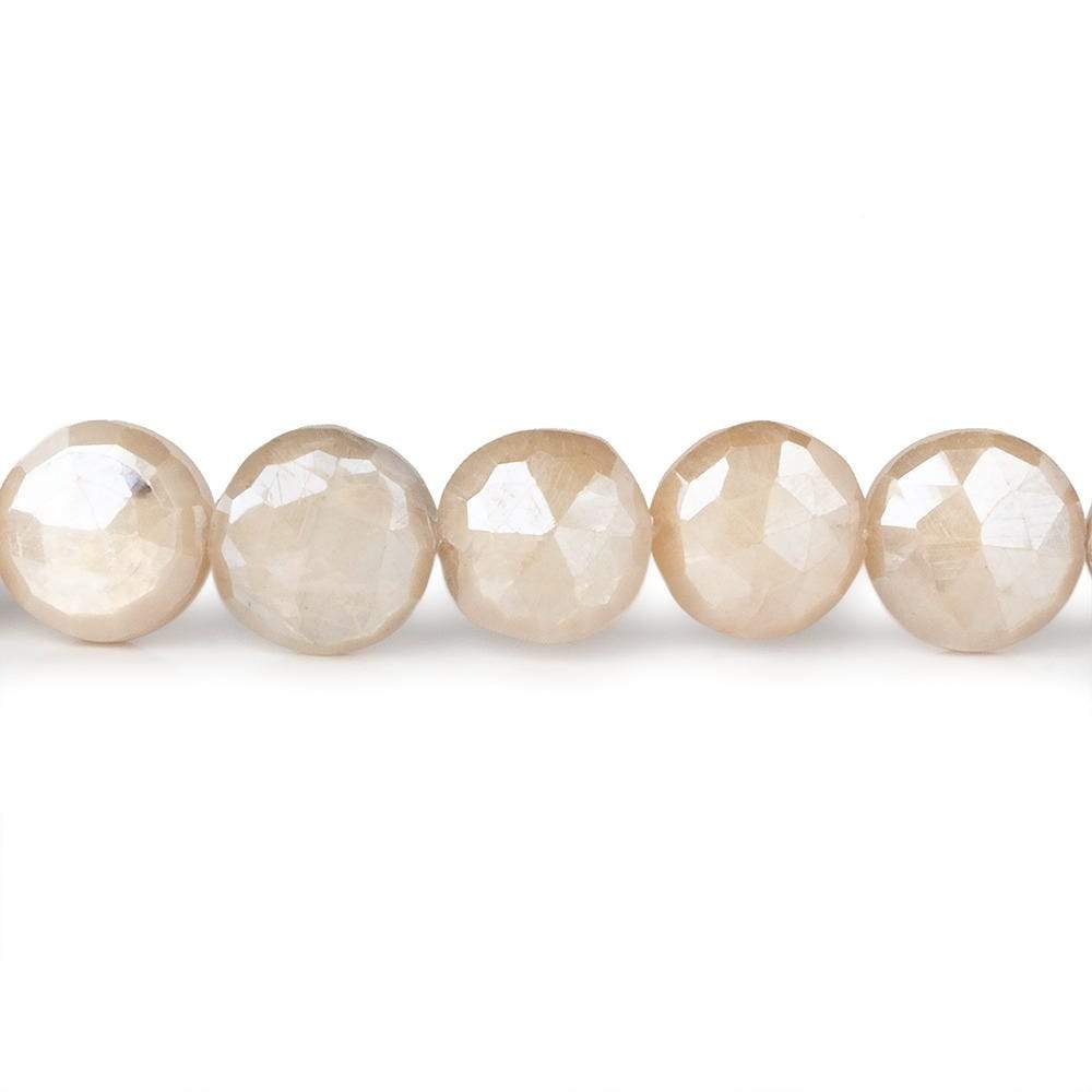 8.5-11mm Mystic Off White Moonstone faceted coins 14 inch (ONLINE ORDER ONLY)