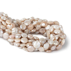 8.5-11mm Mystic Off White Moonstone faceted coins 14 inch (ONLINE ORDER ONLY)