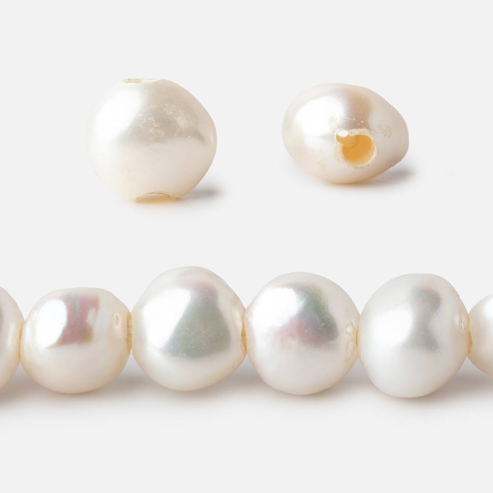 10-11mm Off White Baroque Side Drill 2.5mm large hole Pearls 15 in. 38 pcs (ONLINE ORDER ONLY)
